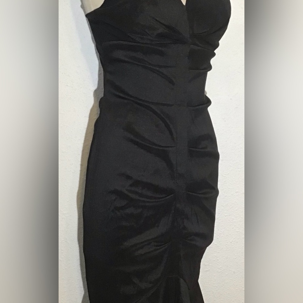 Windsor Fishtail Ruched Black Maxi Dress Gown - Picture 3 of 10